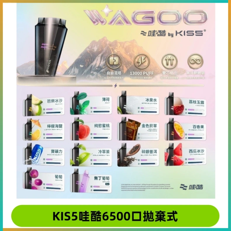KIS5哇酷6500口拋棄式 KIS5WAGOO哇酷6500口拋棄式 | 自由混搭雙口味 | 雙芯組合